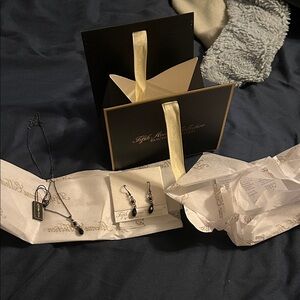 Sleek Black Necklace and Earring Set